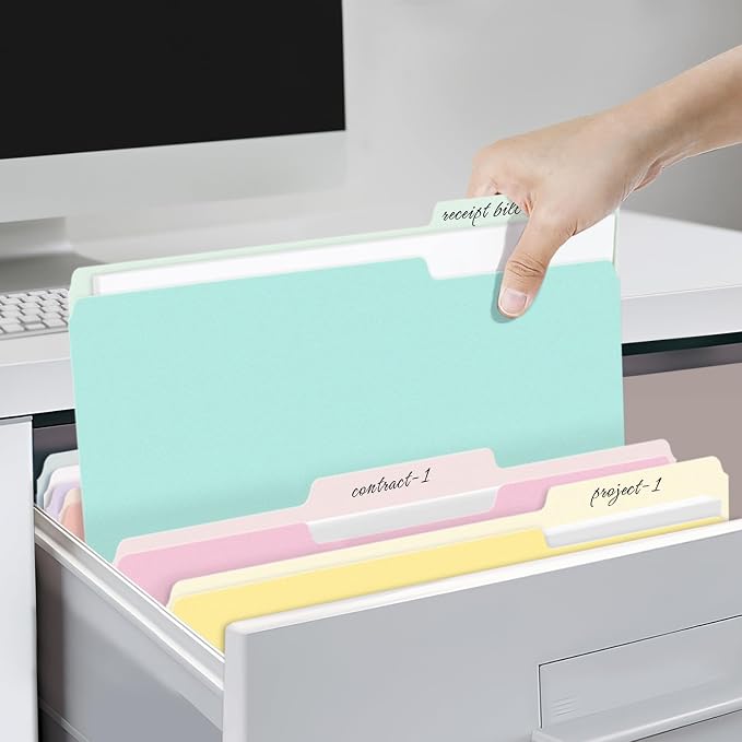 SUNEE File Folders, 18 Pack Manilla Folders 8.5 x 11, Colored File Folders Home - Image 7