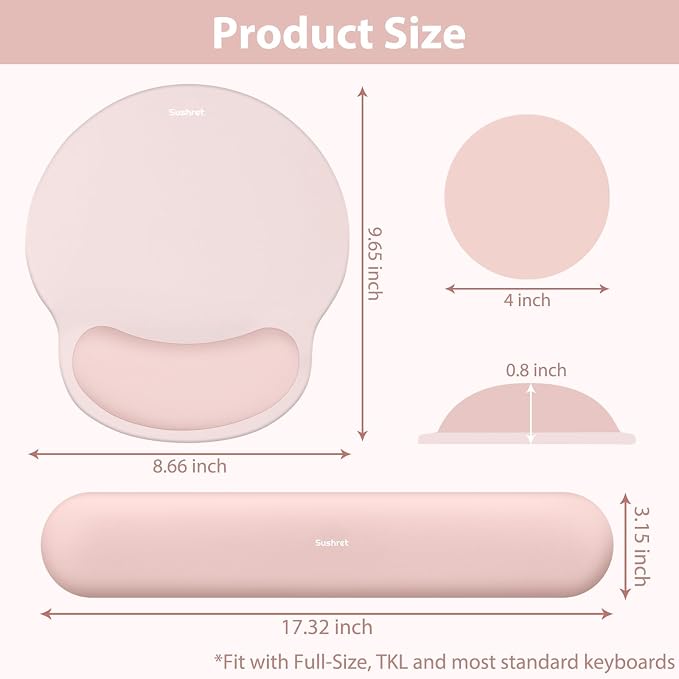 Sushret Mouse Pad and Keyboard Wrist Rest, 3-in-1 Gel Memory Foam Ergonomic - Image 7