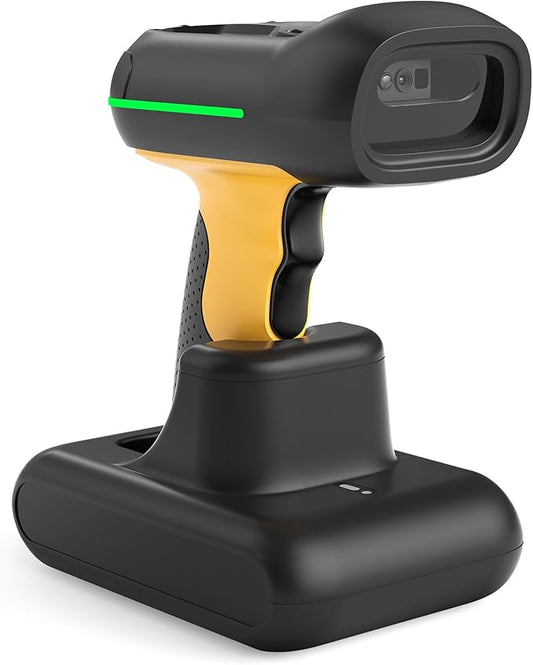 Inateck Industrial Barcode Scanner Wireless, 2D QR Code Scanner with Smart Charging Stand, IP67 Waterproof and Dustproof, Barcode Reader with 2600mAh Battery，Handscanner with App & SDK, BCST-75S-DeskLoop Office