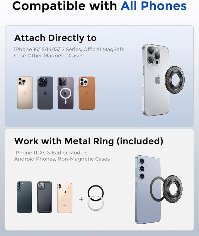 SYNCWIRE Carbon Fiber Magnetic Phone Ring Holder - Image 8
