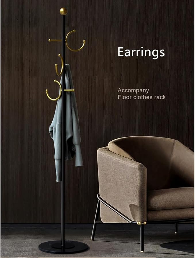 BUZUYE Modern Coat rack with marble base,Coat rack freestanding heavy duty with gold hooks,Entryway coat rack stand Coat Tree freestanding coat hanger stand for Hanging Clothes, Hats, Bags-DeskLoop Office