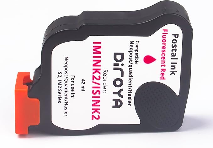 ISINK2 Fluorescent Red Ink Cartridge for Neopost IS-200, IS-240, IS-280, Quadient Hasler IM-200, IM-240, IM-280 Franking Machines, 42ml, 4200 Impressions, 4145144H-DeskLoop Office