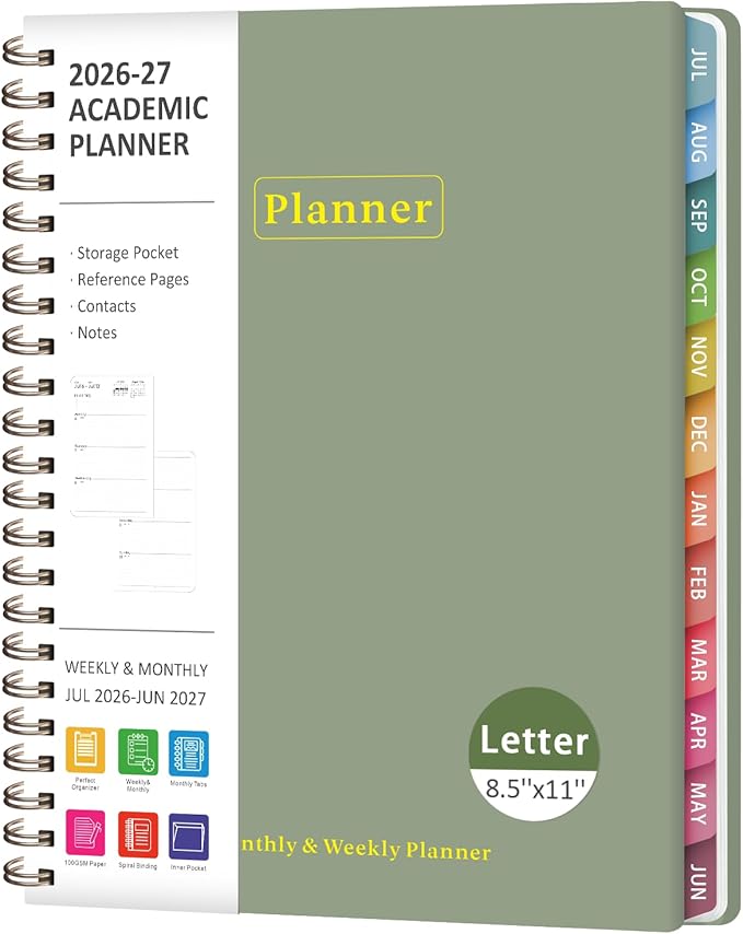 Planner 2026-2027, Academic Weekly and Monthly Calendar Planner, July 2026 by VALOME