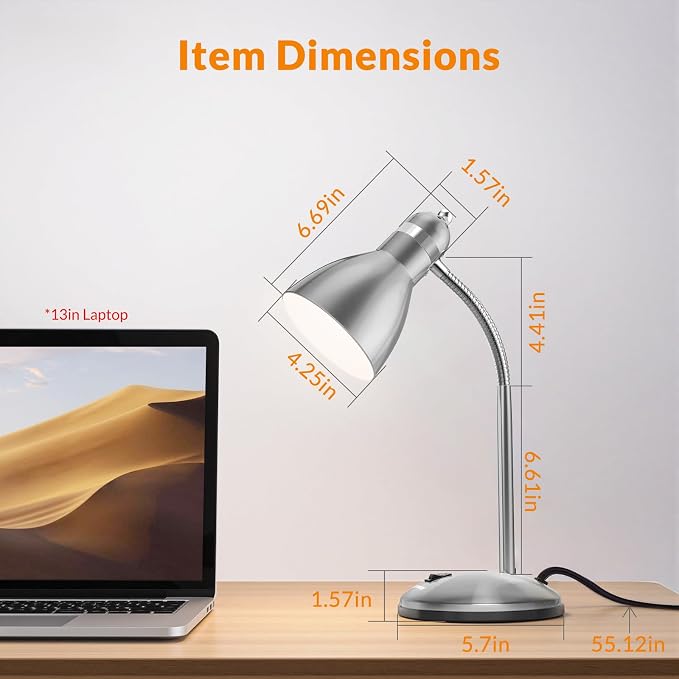 LEPOWER Metal Desk Lamp, Adjustable Goose Neck Table Lamp, Eye-Caring Study - Image 2