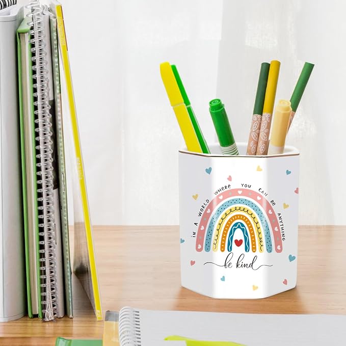 Pen Holder for Desk, Cute Ceramic Pencil Holder, Pen Cup Marker Holder Makeup - Image 4