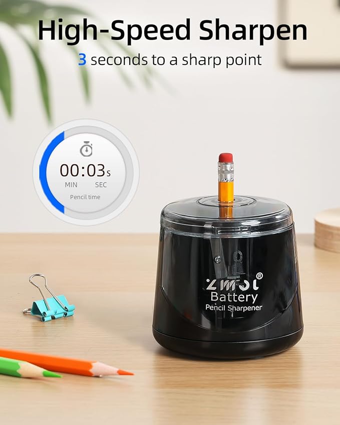 ZMOL Battery Powered Electric Pencil Sharpener, Small Battery Operated Colored - Image 5