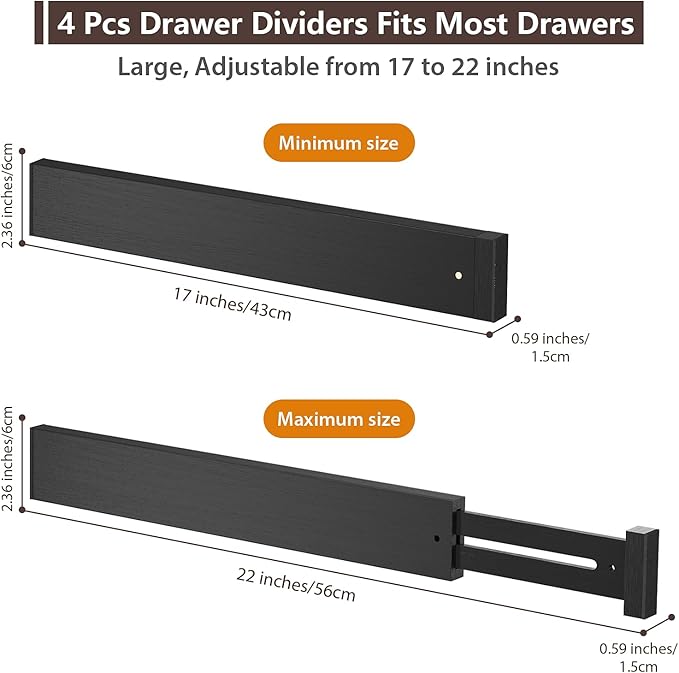 DUCOO 4 PCS Drawer Divider, Expandable Separators - Image 2