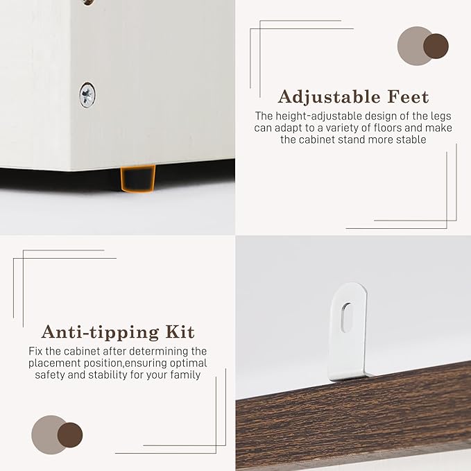 Farmhouse 3 Doors Armoire Wardrobe Closet w/Folding Sliding Barn Door and Lights, LED Armoire Closet w/Drawers for Bedroom, Freestanding Wooden Wardrobe Storage Closets w/Hanging Rod,Antique White-DeskLoop Office