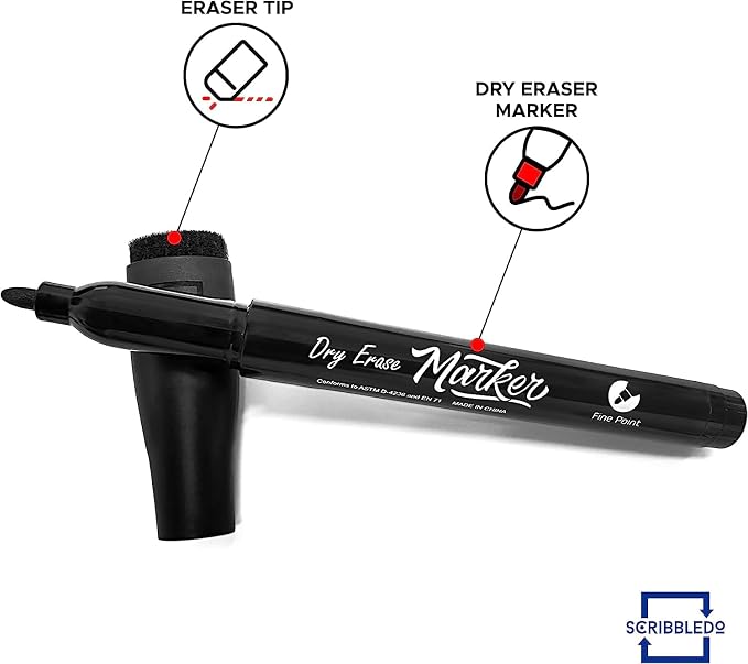 Scribbledo 36-Pack Black Fine Tip Dry Erase Markers - Image 4