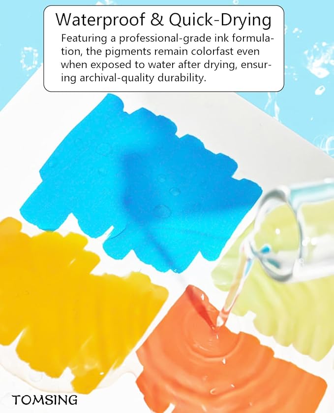 24 Colors Brush Markers Pens,Water-based Ink and Quick-Drying,Painting Supplies Perfect for Plastic Sheets Fabric Bags Ceramics Stone Pottery Wood and Handmade Crafts（24 Colors）-DeskLoop Office