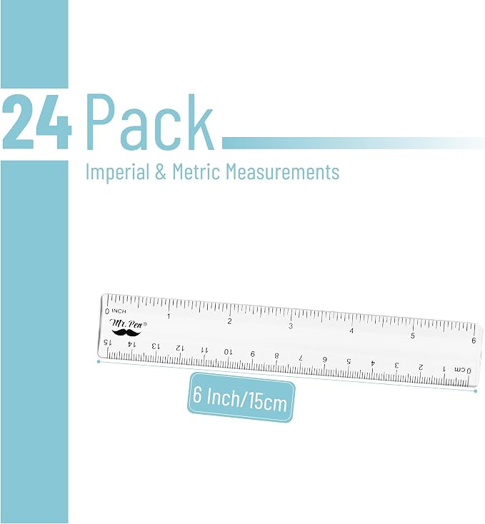 Mr. Pen- Bulk Plastic Rulers, 6 Inch, 24 Pack, Easy-to-Read Markings | - Image 2