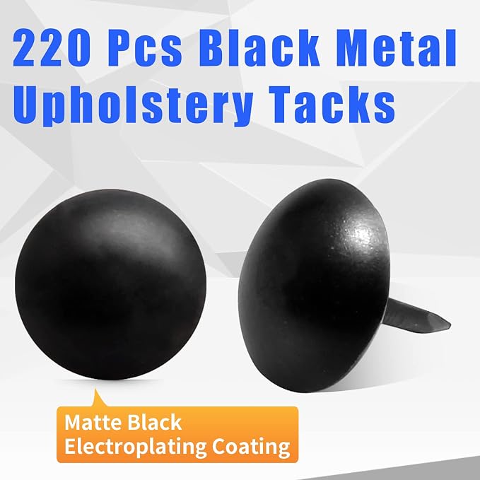 Bivethoi 220 Pcs Black Upholstery Tacks, 1/3 Inch Metal Round Head Thumb Tacks - Image 6