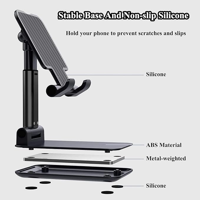 Meetuo 2 Pcs Cell Phone Stand for Desk, Adjustable & Foldable Phone Holder | - Image 6