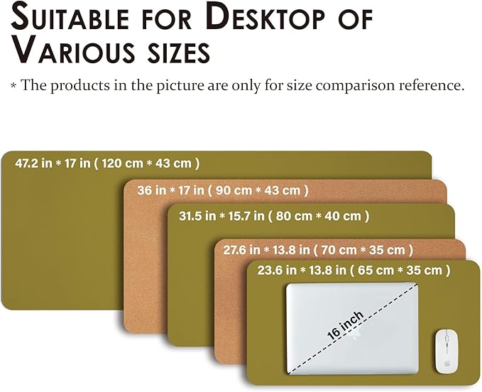 Cork Desk Mat - Dual-Sided Desk Pad for Office and Home - Desk Organization and Accessories - Ideal for Large Mouse Pad and Desk Mats on Top of Desks(Olive Green,80cmx 40cm)-DeskLoop Office