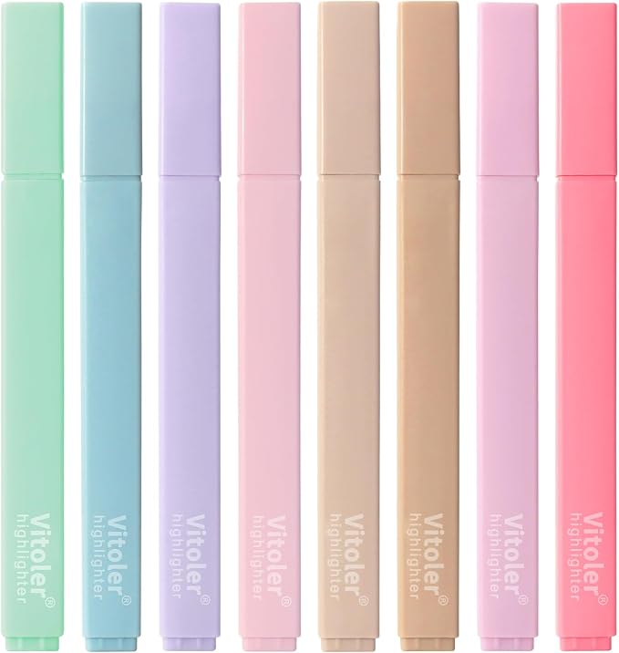Piochoo Highlighters, 8 Pack Aesthetic Highlighters, Chisel Tip, No Bleed Bible by Piochoo