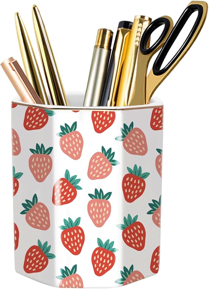 Ceramic Strawberries Pen Holder by WAVEYU