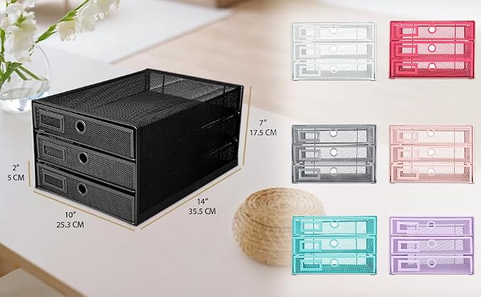 Exerz Paper Sorter 3 Drawer Wire Mesh A4 / Desk Multifunctional Desk - Image 6