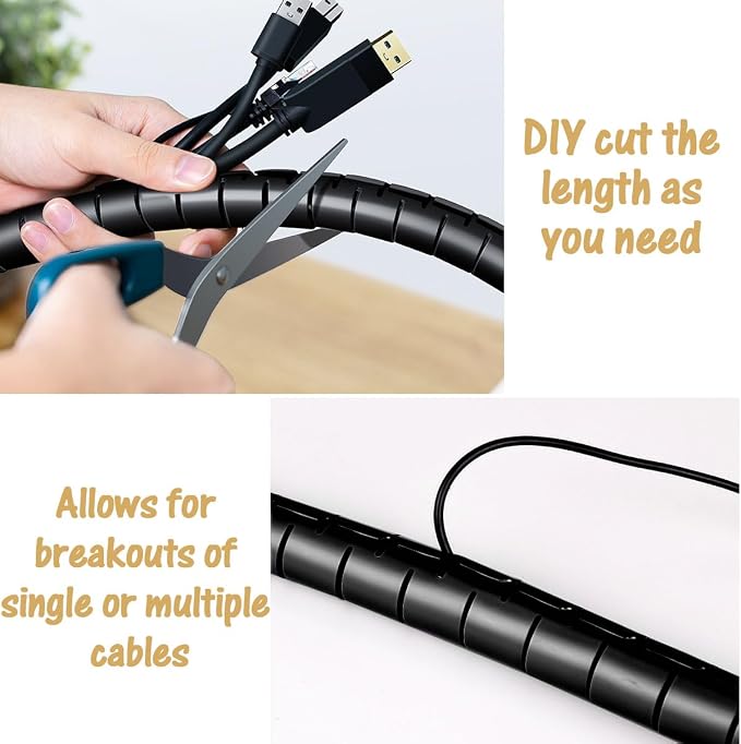 Large PC Cable Management Tube Sleeve Under Desk Wire Organizer - Image 6