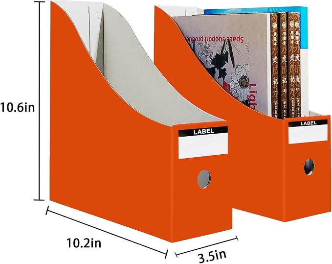 Limitliho 12 Pack Orange-Red Cardboard Magazine Storage Boxes, Vertical File - Image 3