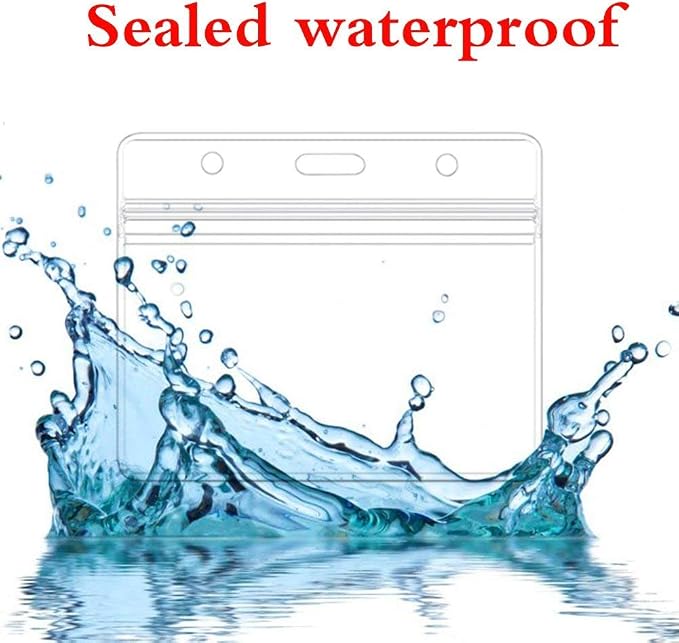 6Pcs Horizontal Badge Holders Sealable Waterproof Clear Plastic Name Tag ID - Image 6