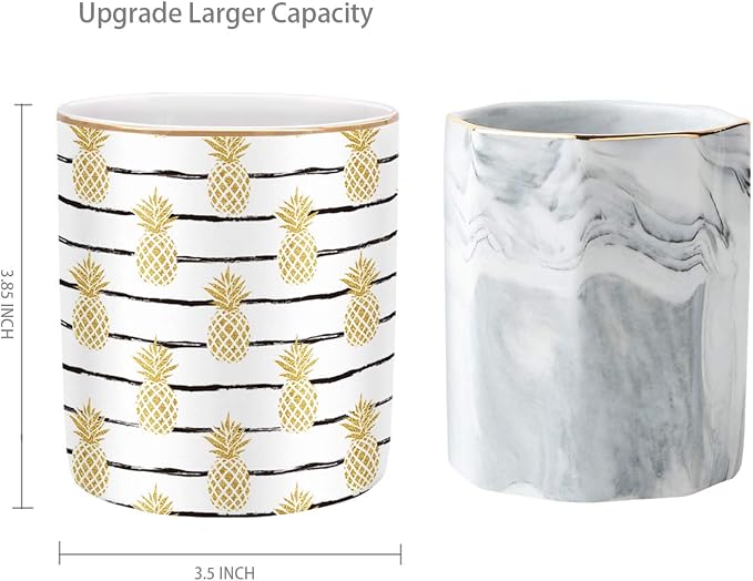 Cute Pineapple Pencil Holder for Desk, Large Capacity Colored Pen Cup Holder - Image 2