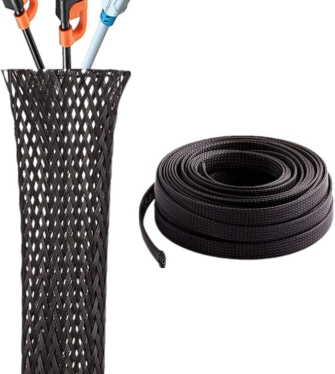 1/8 Inch Clean Cut Braided Cable Sleeve-Black-25 Feet by Electriduct