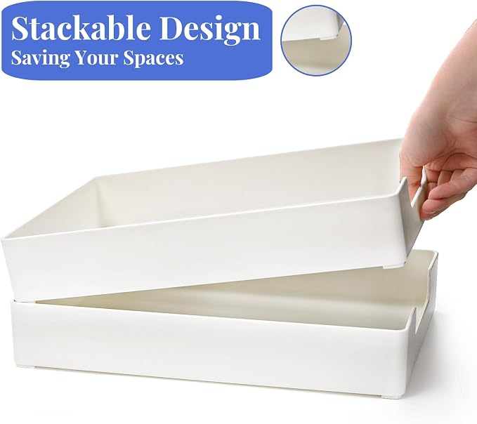 Eorbow 3 Pack Letter Tray, Plastic Stackable A4 Paper Trays, Rectangular Desk - Image 3