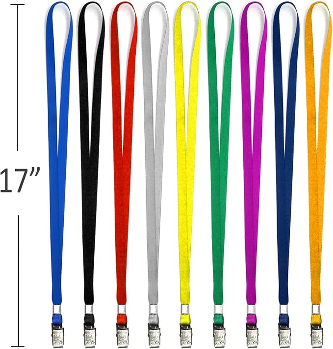 Beebel Green Lanyards 100 Pack Nylon Flat Badge Lanyard - Image 2