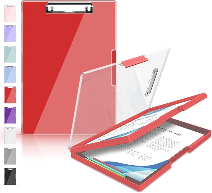 Sooez Clipboard with Storage, Heavy Duty Cleaview Clip Boards 8.5x11 with Dual by Sooez