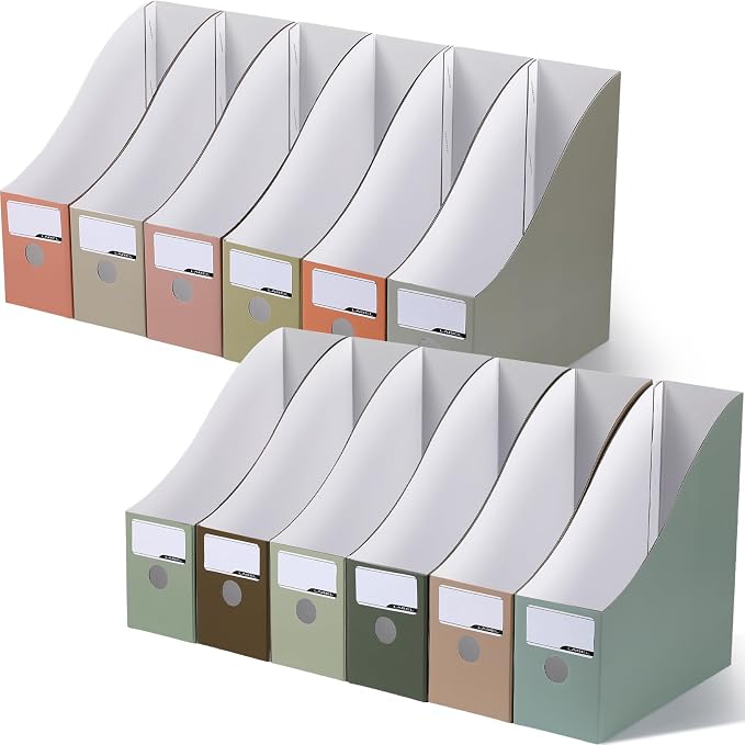 Colarr 12 Pack Cardboard Magazine Holders 12 Colors Magazine Storage Box by Colarr