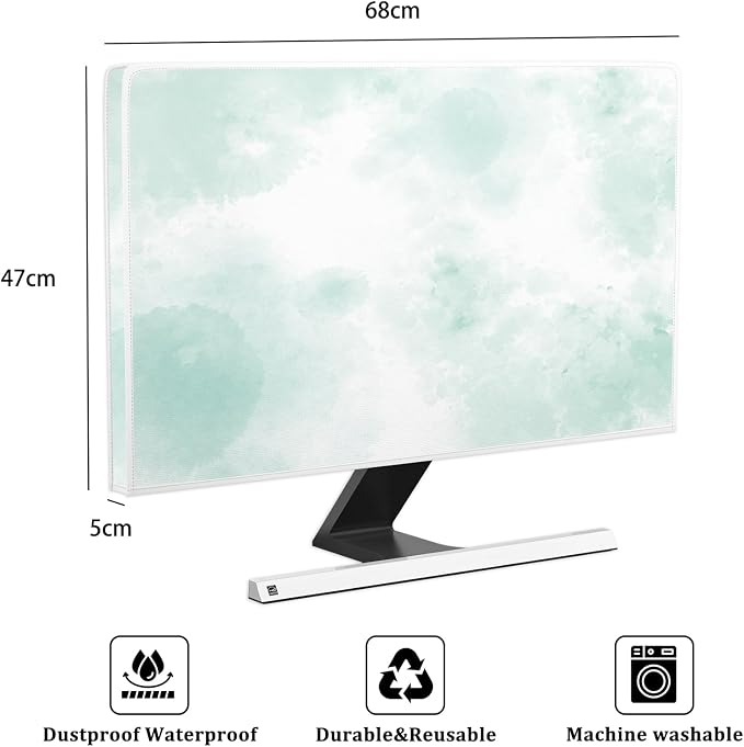Baocicco Abstract Watercolor Waterproof Computer Monitor Cover 26, 28 Inch Cyan - Image 2