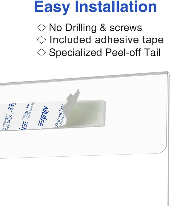 NIUBEE Acrylic Sign Holder 8.5x11 Inches Horizontal, Restaurant-No Drilling - Image 3