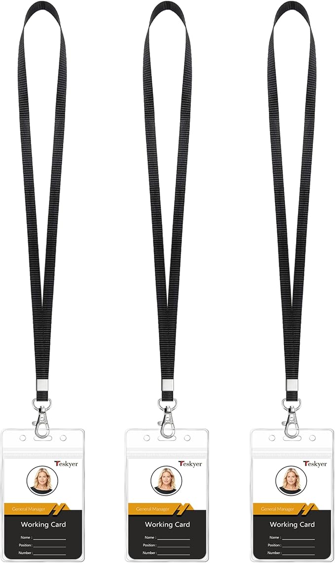 Teskyer Lanyards for ID Badges, 3 Pack | Durable Nylon Lanyard, Waterproof Seal by TESKYER