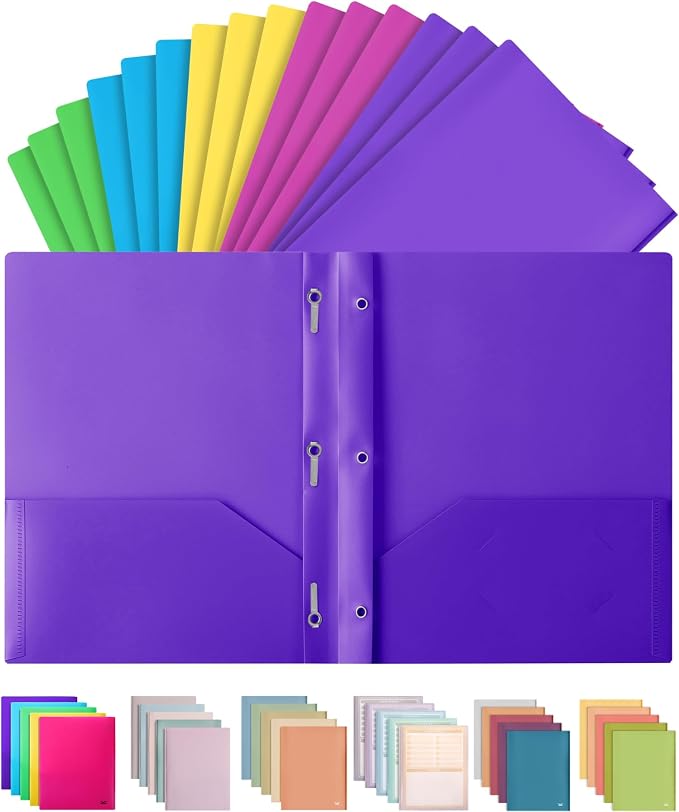 Mr. Pen- Plastic Folders with Pockets and Prongs, 15 Pack, Letter Size | Pocket - Image 9