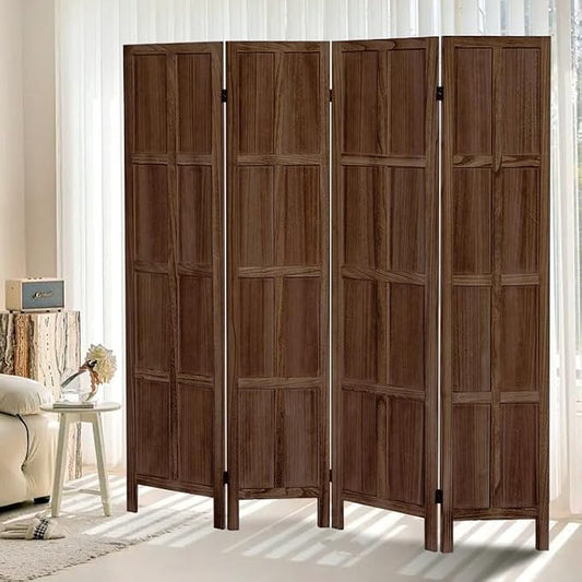 ALeesing 4 Panel Room Divider, 5.6Ft Wood Room Dividers and Folding Privacy by ALeesing