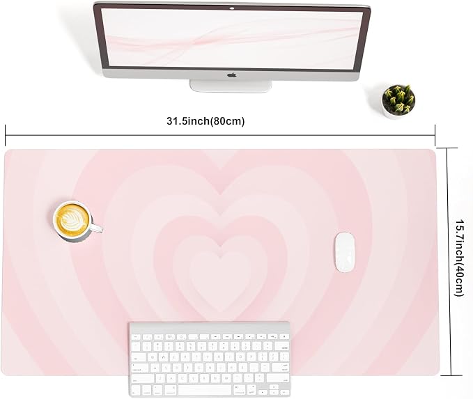 Colorful Star Large Mouse Pad Pink, Girly Desk Mat Aesthetic PU Leather Laptop - Image 8
