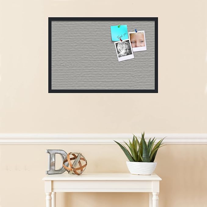 PinPix 30x20 Inch Cork Bulletin Board. This Decorative Framed Pin Board Comes with Dark Stone Design and a Satin Black Frame. Ideal for Home Office Decor or Message Board (PinPix-1808)-DeskLoop Office