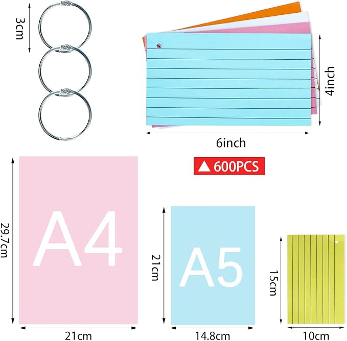 TFLFL Index Cards 4x6 Inch, Thin Note Cards Paper, Study Card Memo Scratch Pad - Image 3