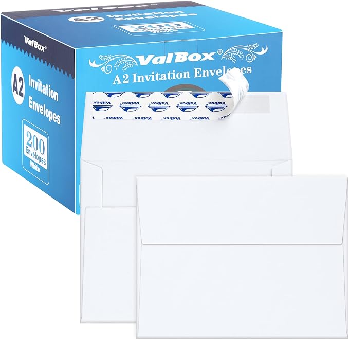 ValBox A2 Invitation Envelopes 4.375x5.75" White Envelopes Self Seal by ValBox