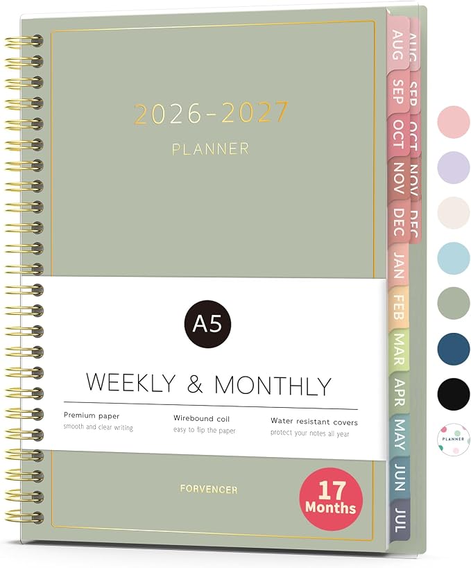 Aug 2026 - Dec 2027 Planner, Forvencer 17 Month Academic Planner 2026-2027 by Forvencer