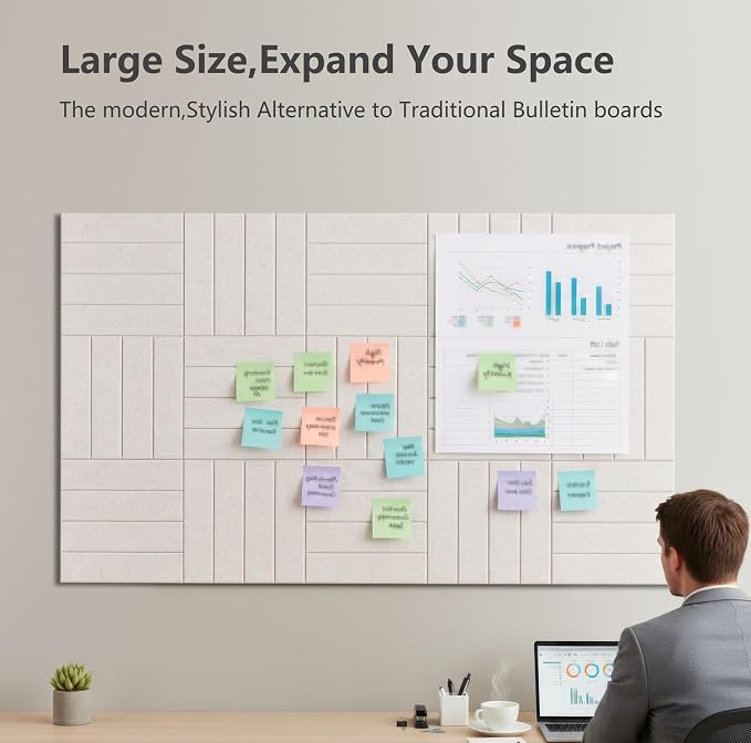 G Gamit Large Felt Wall Tiles Bulletin Board 59”x36”, Large Cork Board - Image 4