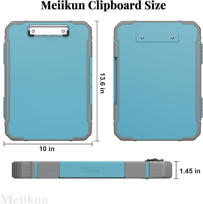 Meiikun Clipboard with Storage, Rugged Shockproof Protective, Internal Pen - Image 2