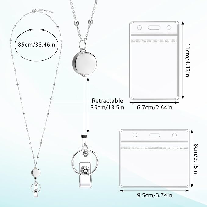 Prudiut Lanyards for Id Badges Stainless Steel Badge Lanyard - Image 2