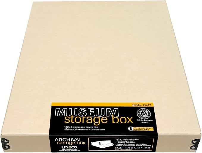 Lineco Museum Archival Storage Box, 11.75x17.75x1.5 in. Drop Front Design. - Image 9