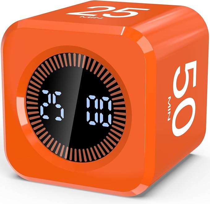 Digital Pomodoro Timer Cube 5/10/25/50min, Visual Productivity Flip Timer by COWVTUJ