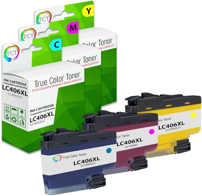 TCT LC406XL Color Ink Cartridge 3 Pack - Compatible Replacement for Brother LC406XLC LC406XLM LC406XLY High Yield Works with Brother MFC-J4335 J4345 J4535 J5855 Printers (Cyan Magenta Yellow)-DeskLoop Office