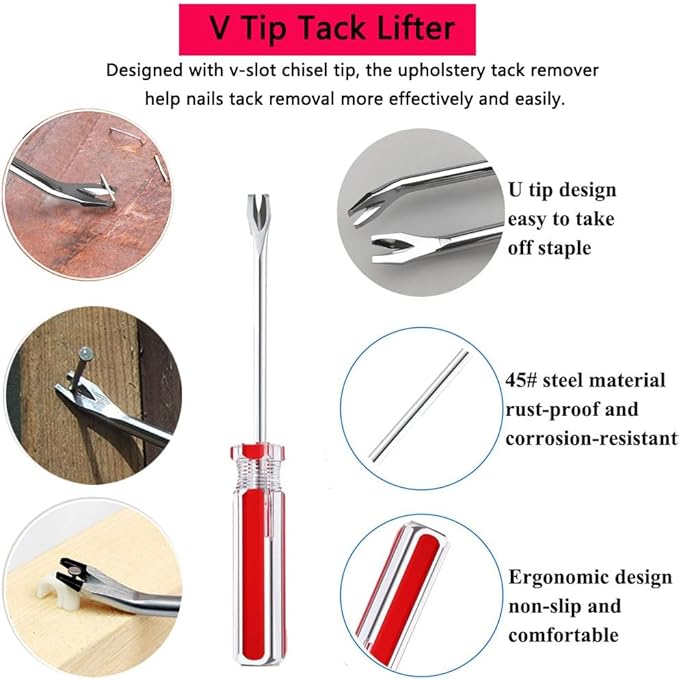 Upholstery Staple Remover Tack Puller Nail Remover Tool Set Nail Puller Plier - Image 6