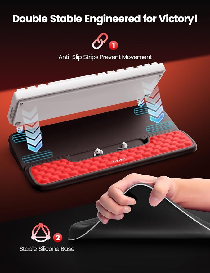 Vaydeer Keyboard Stand with Wrist Rest, Gaming Wrist Support Pad, Ergonomic - Image 3