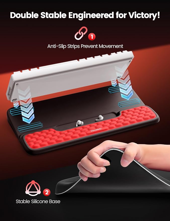 Vaydeer Keyboard Stand with Wrist Rest, Gaming Wrist Support Pad, Ergonomic - Image 3