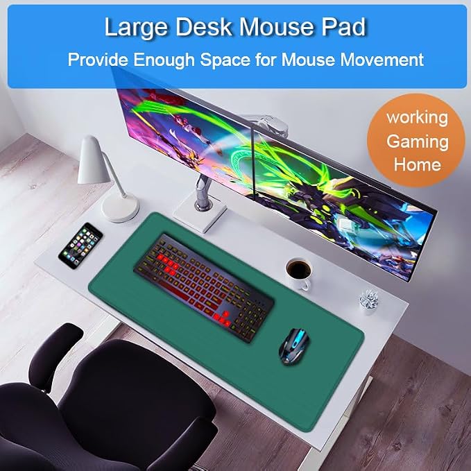 Mouse Pad Large, 31.5x15.7 inch Gaming Computer Keyboard Mouse Mat, Water - Image 6
